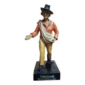 Rare Vintage German Handcrafted Figurine with Orange and Yellow Accents